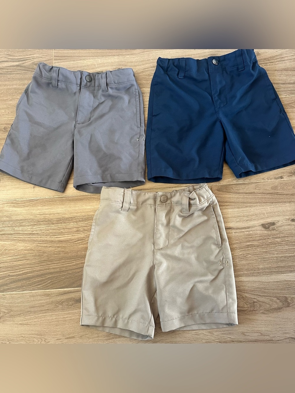 2t Under Armour Boys Shorts (3 Pairs) Gray, Blue, Khaki
